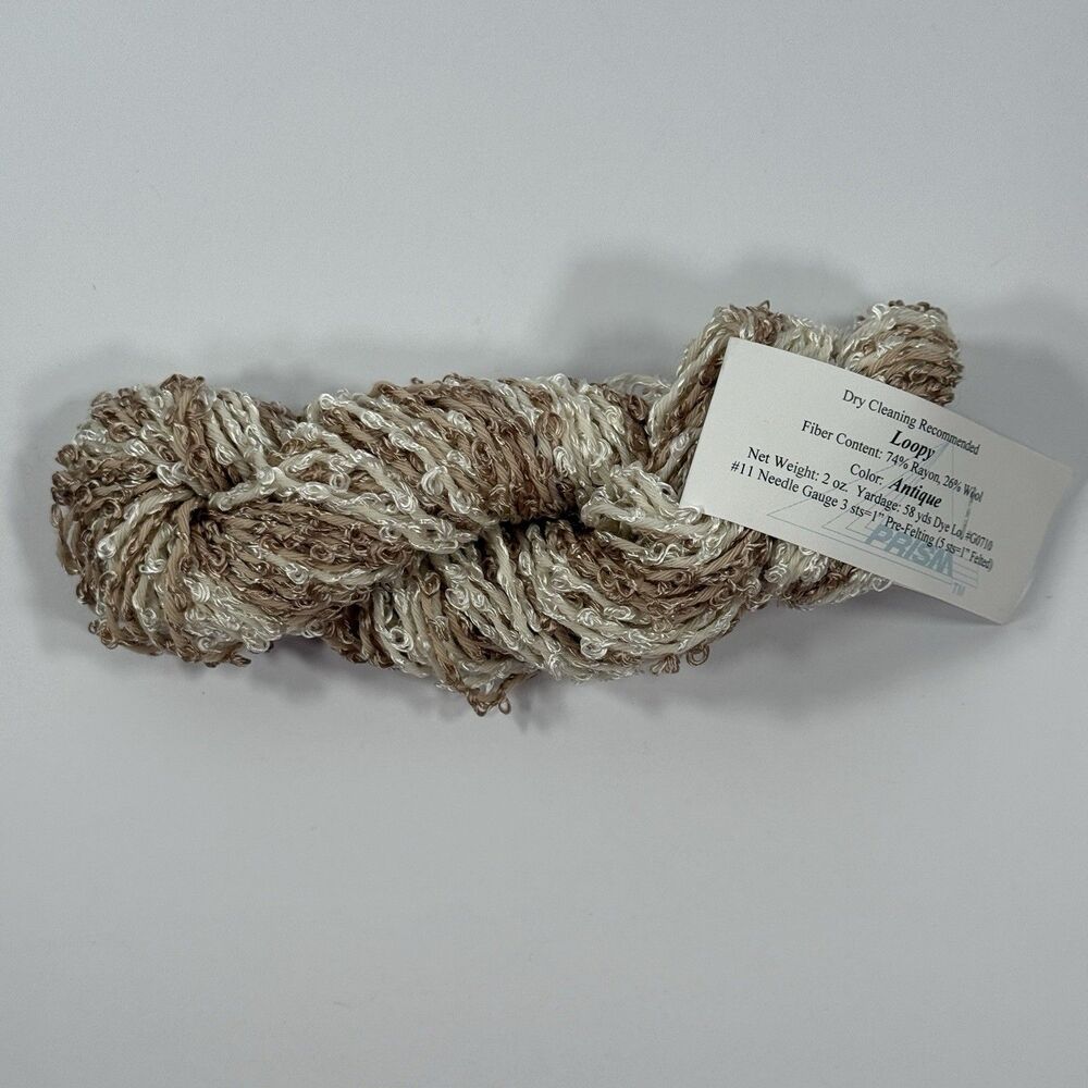 Prism Yarns ~ LOOPY ~ Color ANTIQUE - 1 Hank ~ Hand Dyed ~ Rayon / Wool Blend